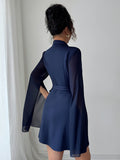 Elegant long-sleeved tie dress