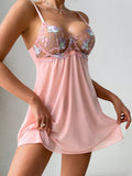 Women's Bra Flower Lace Embroidery Gathered Sexy Underwear Set