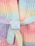 Sweater rainbow tie-dye mid-length loose cardigan women's knitted sweater coat