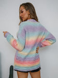 New Gradient Dye Rainbow Sweater Button Knit Cardigan