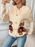 Cute bear cardigan jacket, simple, sweet and versatile sweater