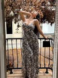 Y2K Gyaru style leopard print maxi dress