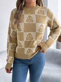 Halloween Plaid Lantern Long Sleeve Pullover Sweater