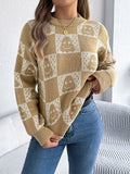 Halloween Plaid Lantern Long Sleeve Pullover Sweater