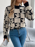 Halloween Plaid Long Sleeve Pullover Sweater