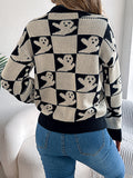 Halloween Plaid Long Sleeve Pullover Sweater