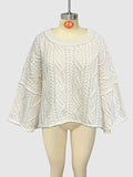 Round neck short cable knit loose solid color sweater