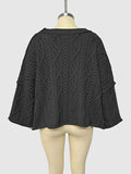 Round neck short cable knit loose solid color sweater