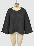 Round neck short cable knit loose solid color sweater