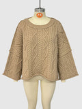 Round neck short cable knit loose solid color sweater