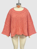 Round neck short cable knit loose solid color sweater