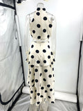 New Polka Dot Print Halter Neck Sleeveless Top Cake Skirt Set