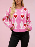 Valentine's Day Cardigan Sweater Heart Knitted Sweater Jacket