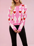 Valentine's Day Cardigan Sweater Heart Knitted Sweater Jacket