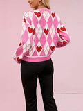 Valentine's Day Cardigan Sweater Heart Knitted Sweater Jacket
