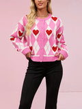 Valentine's Day Cardigan Sweater Heart Knitted Sweater Jacket