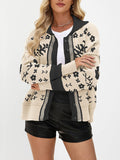 Square Neck Button Sweater Fashion Loose Cardigan Knitted Jacket