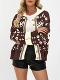 Square Neck Button Sweater Fashion Loose Cardigan Knitted Jacket