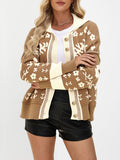 Square Neck Button Sweater Fashion Loose Cardigan Knitted Jacket
