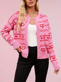 Valentine's Day Cardigan Heart Knitted Jacket