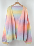 Rainbow patchwork cardigan sweater knitted jacket