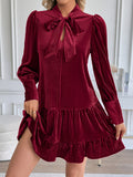 Velvet dress banquet evening elegant short skirt