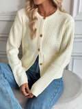 Short Metal Button Cardigan Solid Color Sweater Jacket
