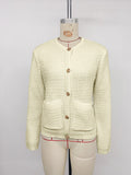 Short Metal Button Cardigan Solid Color Sweater Jacket