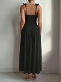 Sexy and sexy lingerie set with slits, see-through slip dress, long skirt, 2-piece set
