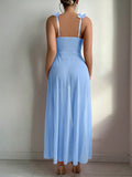 Sexy and sexy lingerie set with slits, see-through slip dress, long skirt, 2-piece set