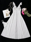 Sexy and sexy lingerie set with slits, see-through slip dress, long skirt, 2-piece set