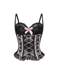 Bow-tie lace fishtail vest shapewear