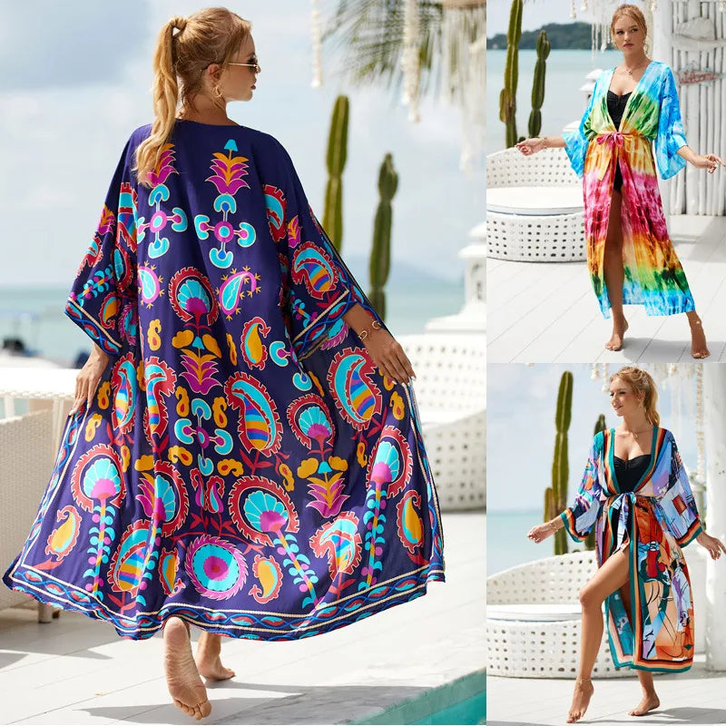 Printed Kaftan Beach Cover-Up