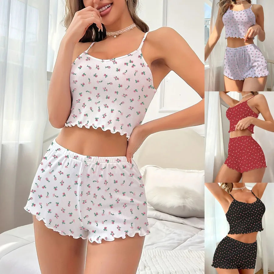 Floral Knit Co-ord Fabrics Shorts Set