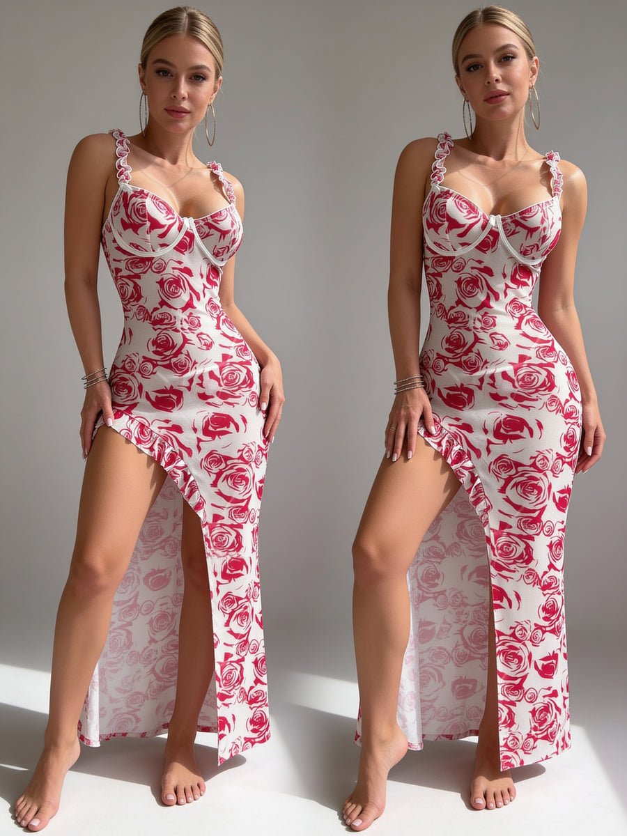 توأم فستان الورد — Rose Twin Slit Duo